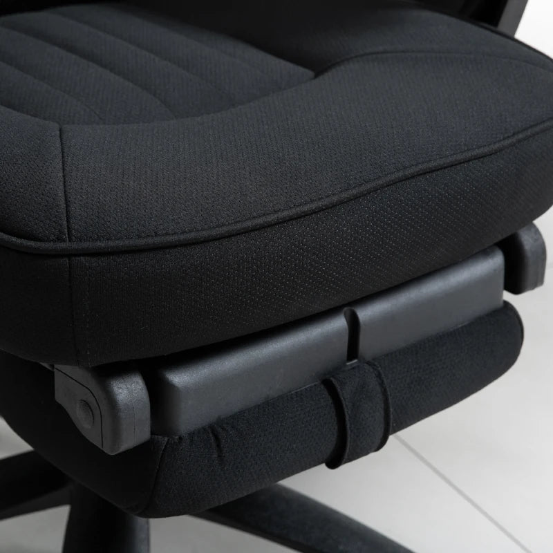 Black Mesh Office Chair with Footrest - High Back Recliner