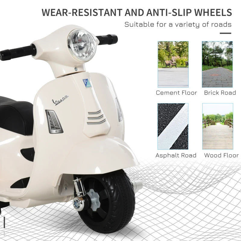 White Vespa Licensed 6V Kids Electric Motorbike Ride On