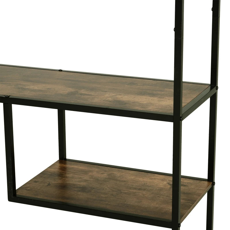 Industrial 6-Tier Tall Bookcase, Steel Frame, Rustic Brown/Black, 82x33.5x175cm