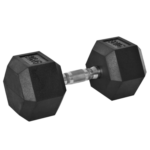 Black 20KG Rubber Hex Dumbbell Set - Portable Hand Weights for Home Gym