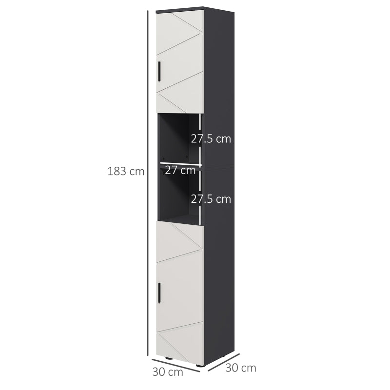 Grey Tall Bathroom Storage Cabinet with Open Shelves