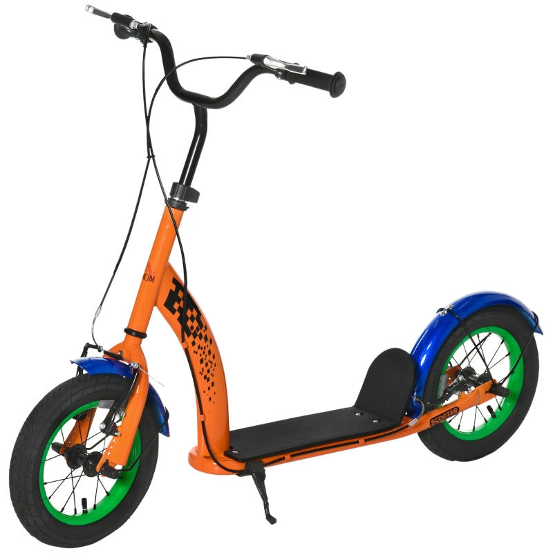 Orange Kids Kick Scooter with Adjustable Height and Dual Brakes