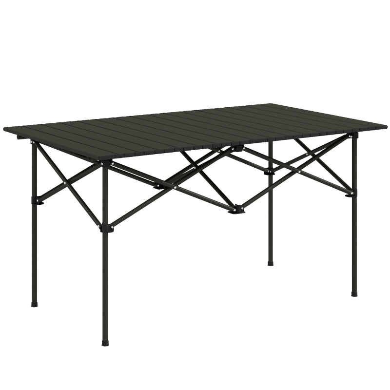 Black Portable Aluminium Two-Seater Table with Roll-Up Top