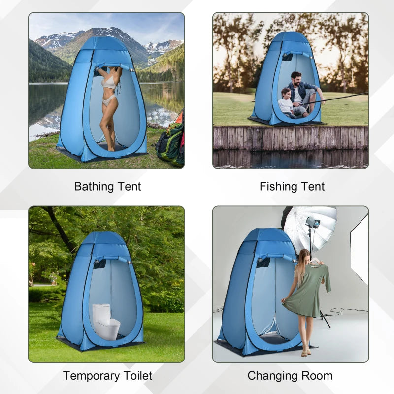 Blue Pop Up Outdoor Shower Privacy Tent with Removable Floor