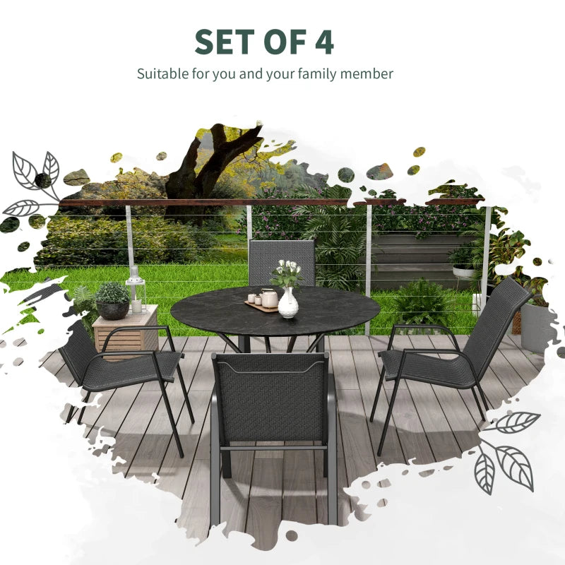 Grey 4-Piece Stacking Rattan Garden Seat Set