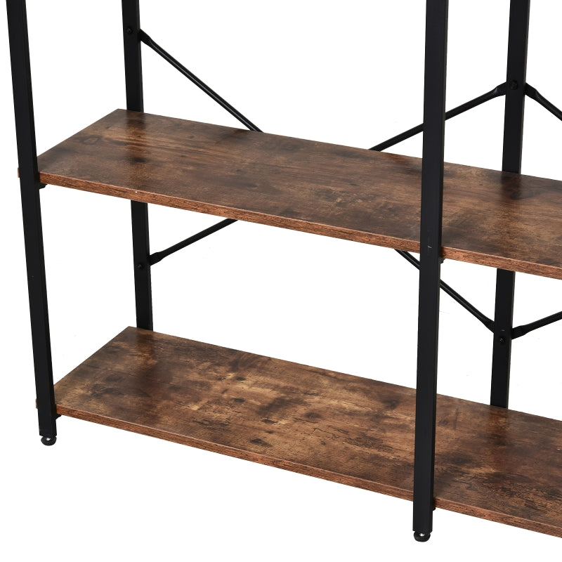 Brown 3-Tier Metal Frame Shelf with Adjustable Feet - 76x120cm