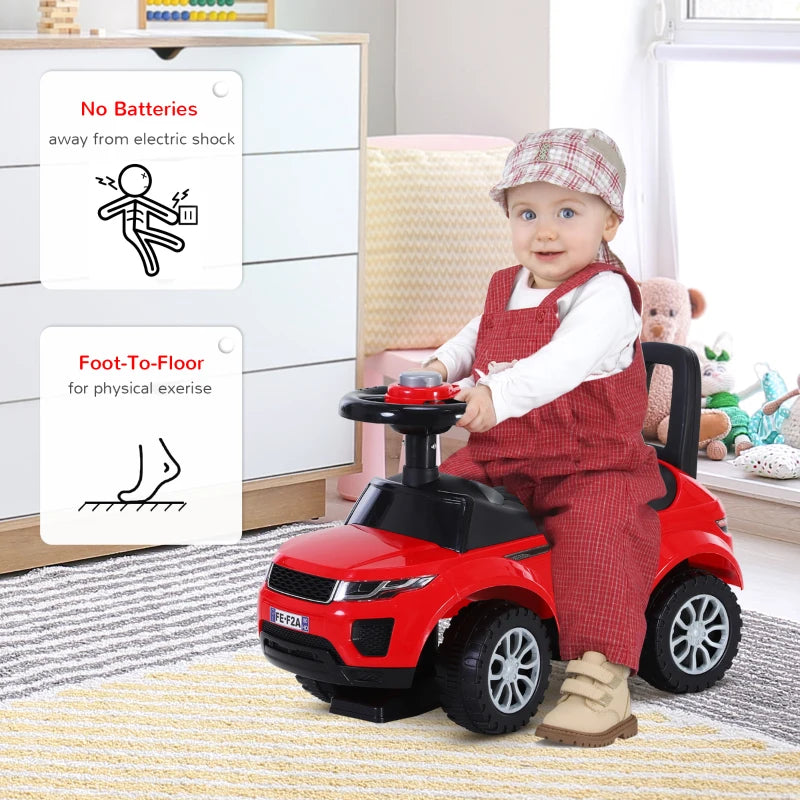 Red Toddler Ride-On Car with Horn and Storage