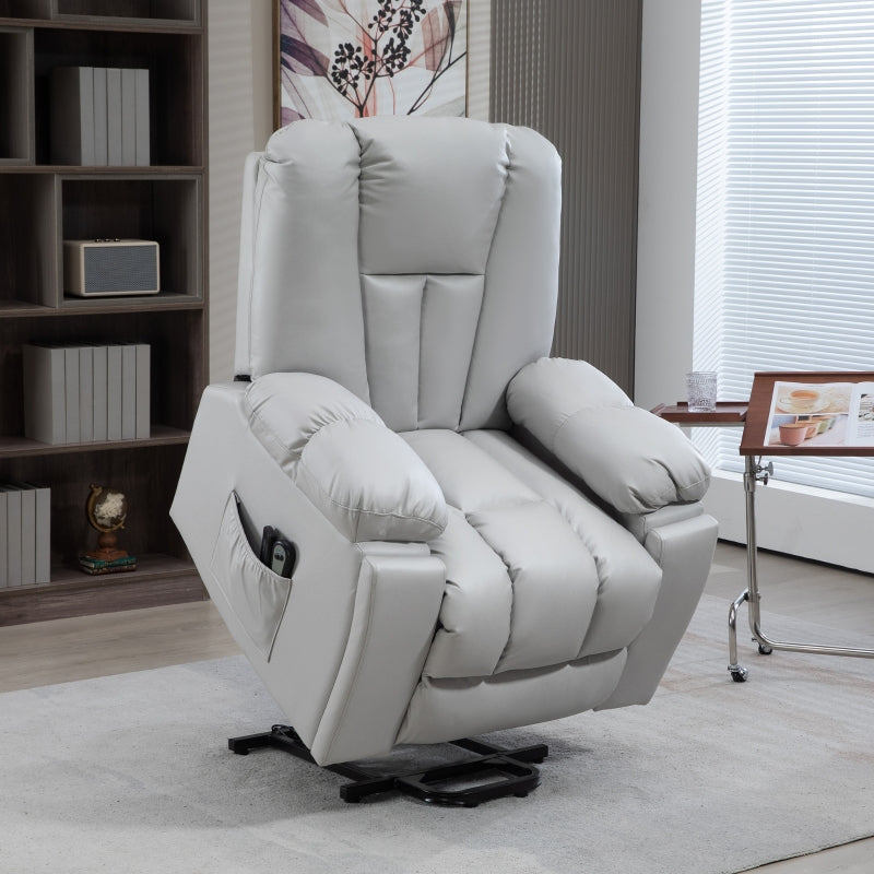 Light Grey Massage Recliner Chair with Heat and 8 Massage Points