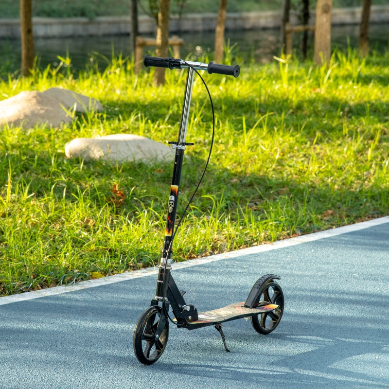 Black Kids Foldable Kick Scooter with Adjustable Height and Big Wheels