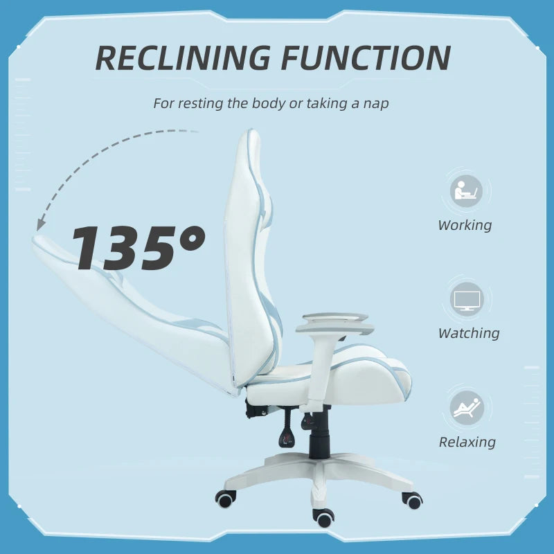 Light Blue Racing Gamer Chair with Reclining Feature