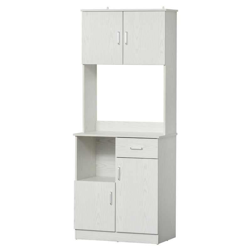 White Tall Kitchen Storage Cabinet with Doors and Shelves