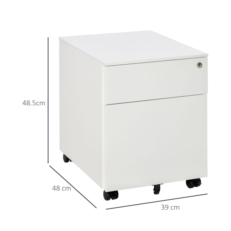 White 2-Drawer Lockable Steel File Cabinet for A4/Letter/Legal Files