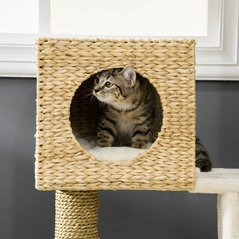 Cat Tree with Scratching Posts, Bed, Cat House - Natural