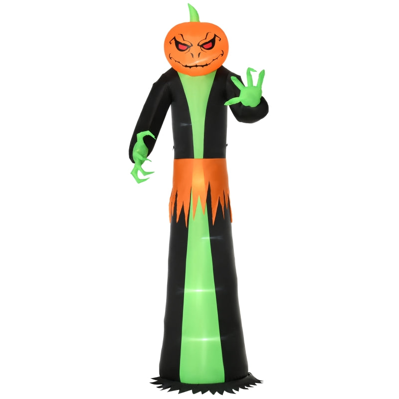 9FT Inflatable Halloween Pumpkin Ghost with LED Lights - Outdoor Party Decor