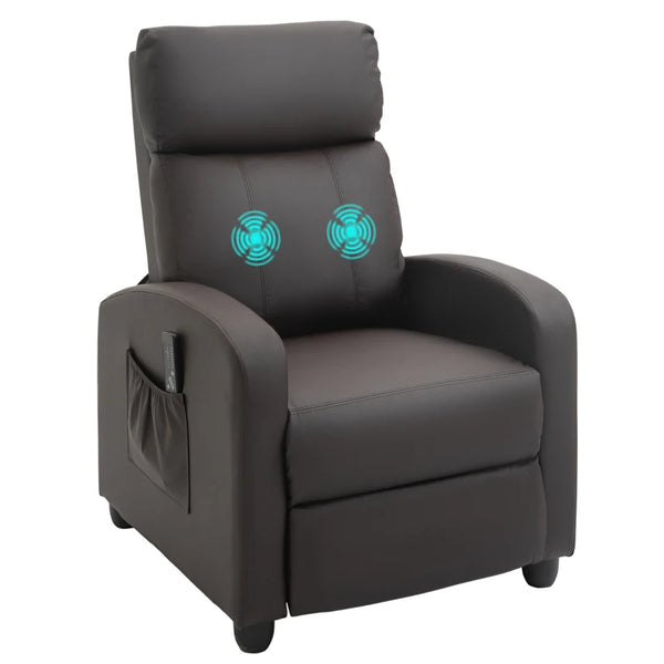 Brown Massage Recliner Armchair with Adjustable Leg Rest