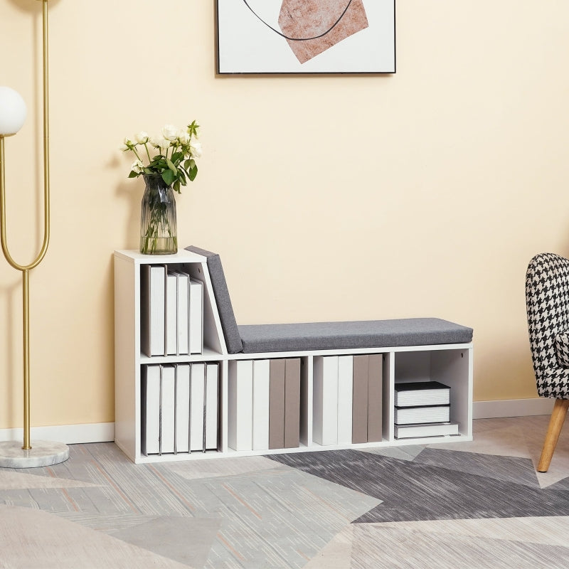 White Cushioned Reading Seat Bookcase Shelf