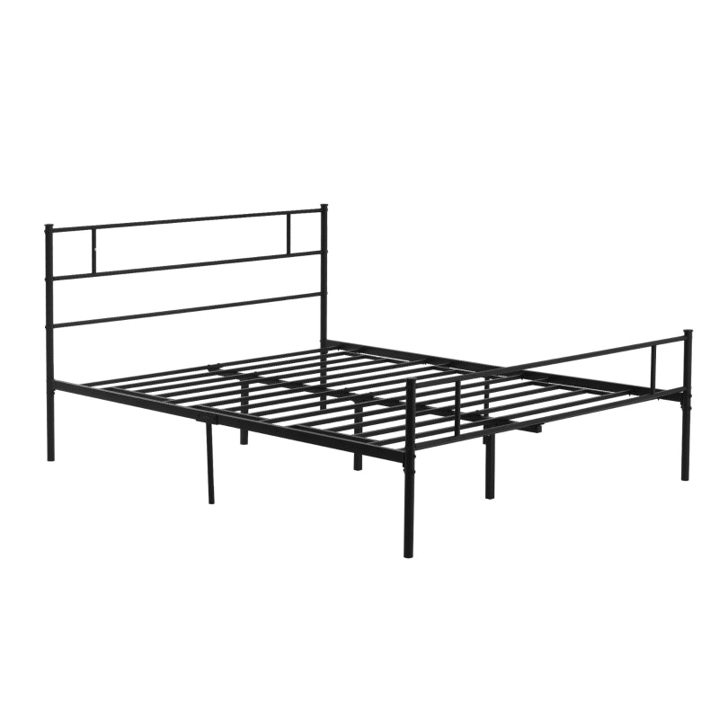 Black Metal King Bed Frame with Storage Space