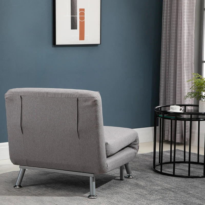 Grey Adjustable Back Futon Chair