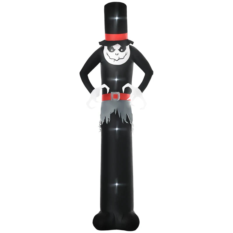 10ft Tall Ghost Inflatable with LED Lights - Scary Halloween Outdoor Decor - Black