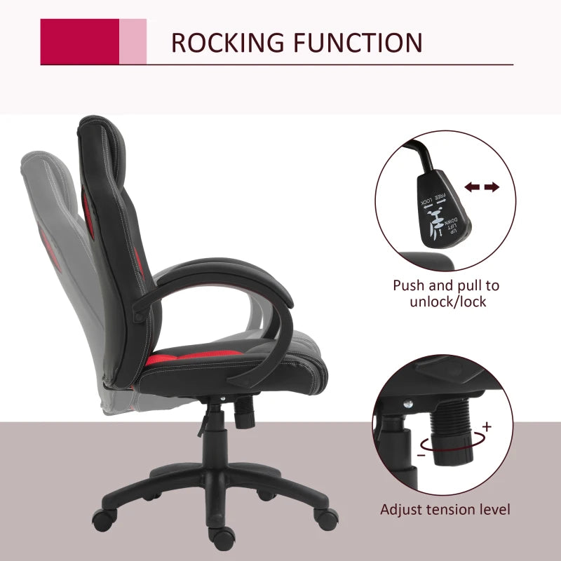 Black High-Back Faux Leather Office Chair with Wheels