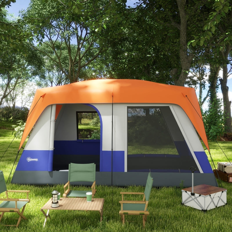 Orange 7-Person Camping Tent with Rainfly & Accessories