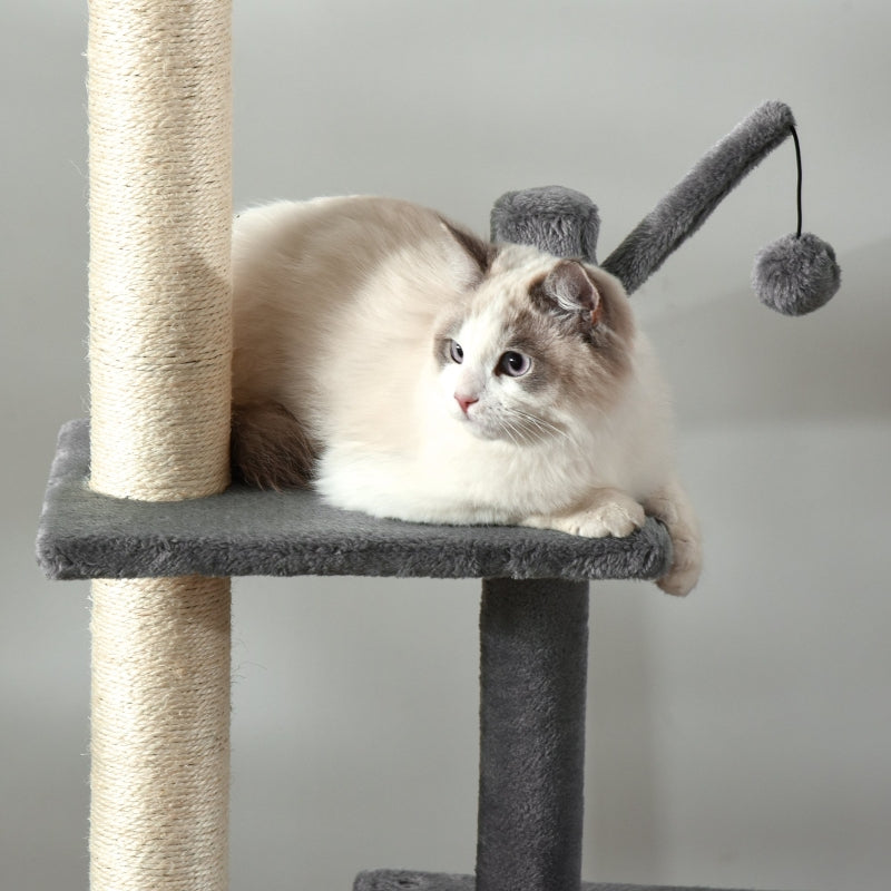 Large Grey Cat Tower - Ceiling High Multilevel Sisal Climber