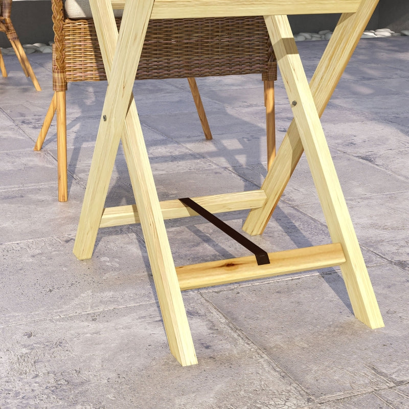 Wooden Garden Table - Natural Wood Finish, 44 x 68cm