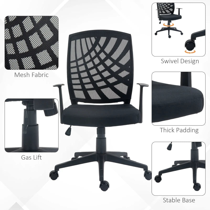 Adjustable Black Home Office Chair - 97.5-106.5cm