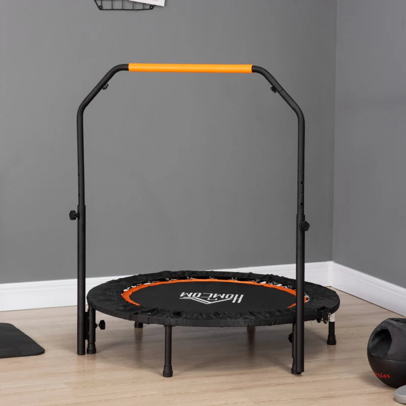 Black 40" Foldable Mini Fitness Trampoline with Adjustable Handle