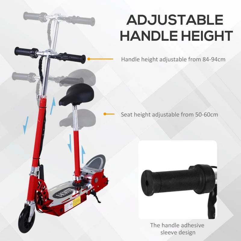 Red Foldable Electric Scooter for Teens 12V 120W