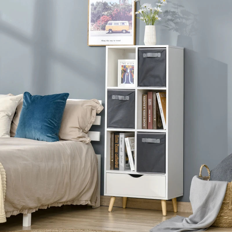 6-Shelf Drawer Storage Organizer - White/Grey