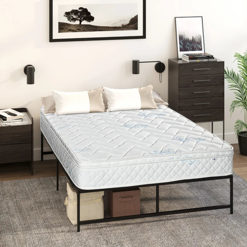 White Pocket Sprung Double Mattress with Breathable Foam - 190x137x22.5cm