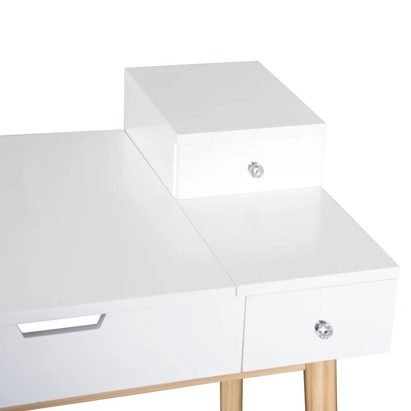 White Flip-Up Mirror Dressing Table Desk with 2 Drawers