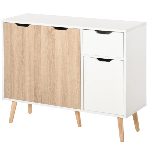 Natural Wood Sideboard with Drawer for Bedroom, Living Room, Home Office