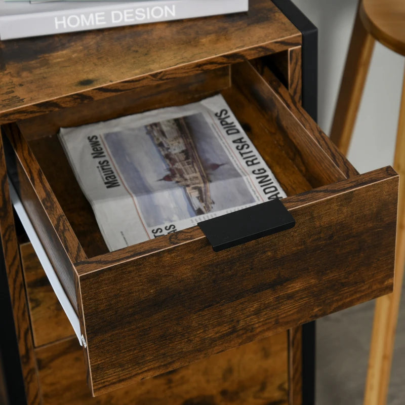 Rustic Brown 3-Drawer Industrial Dresser