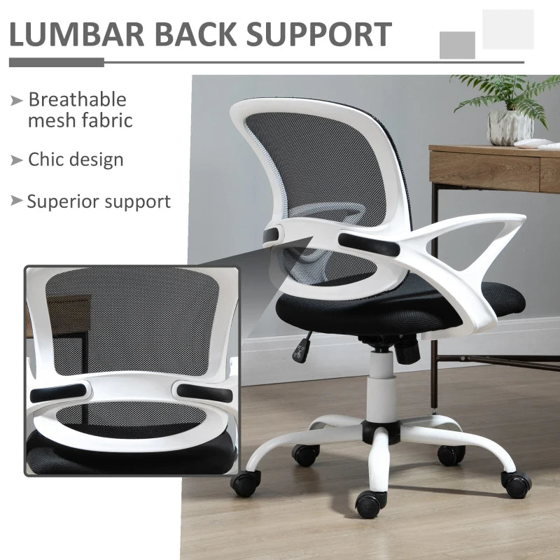 Black Mesh Office Chair with Lumbar Support & Adjustable Armrests