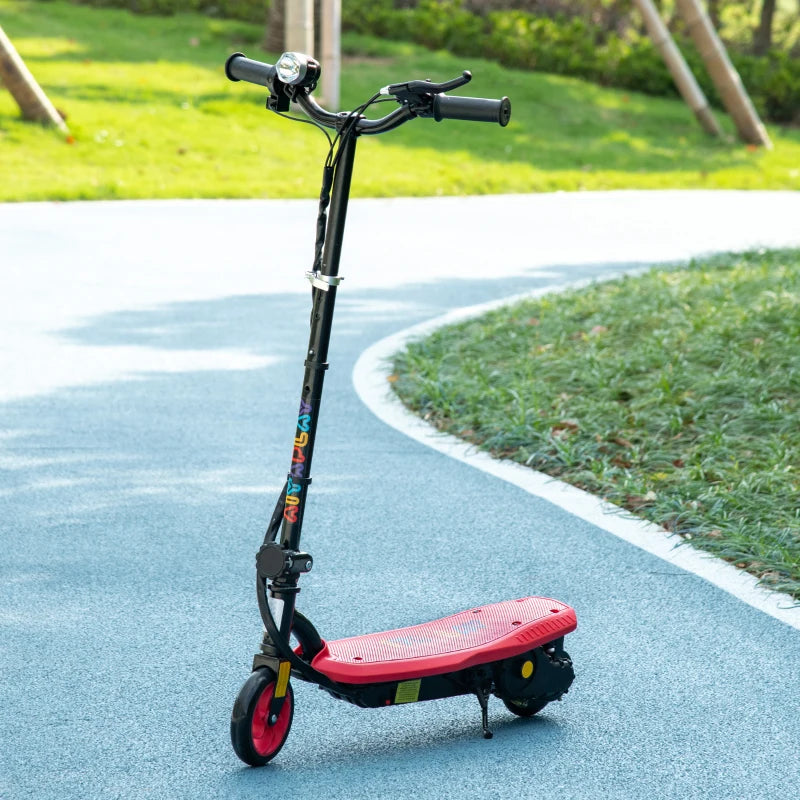 Red Foldable Electric Scooter with LED Headlight for Ages 7-14