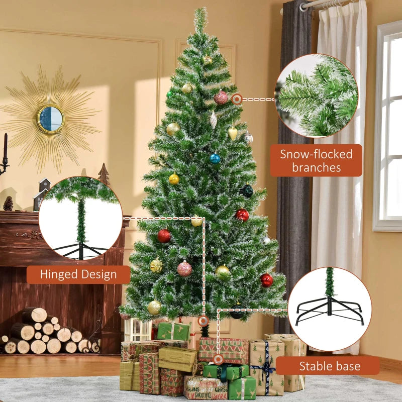 7FT Green Artificial Christmas Tree with Metal Stand