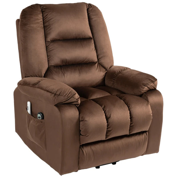 Brown Leathaire Massage Armchair with Heat and Reclining Back