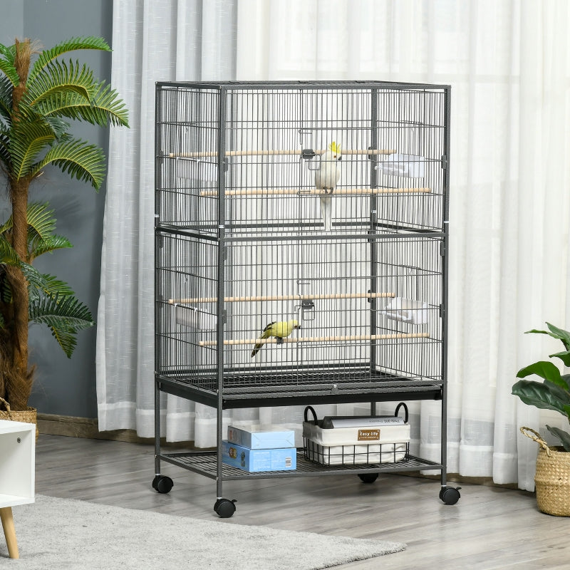 Large Bird Cage for Finches & Parakeets - Dark Grey