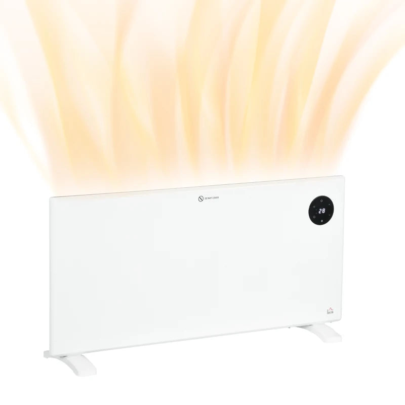 2000W White Electric Convector Heater - Adjustable Thermostat, Timer