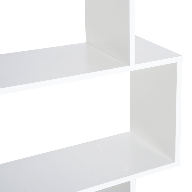 White Wooden S-Shaped 6-Shelf Room Divider Bookcase