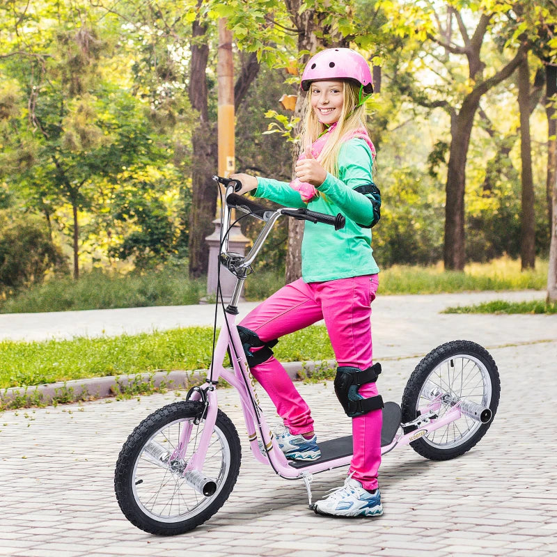 Kids Pink Stunt Scooter with Adjustable Handlebar and Dual Brakes