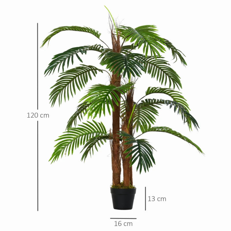 4ft Green Artificial Palm Tree Plant with 19 Leaves - Indoor/Outdoor Decor