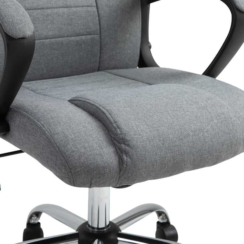 Grey Linen Swivel Office Chair with Adjustable Height