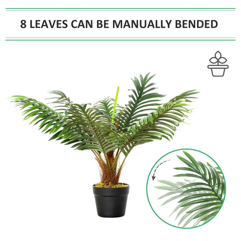 Artificial 60cm Palm Tree Decorative Plant - Green, 8 Leaves, Indoor/Outdoor