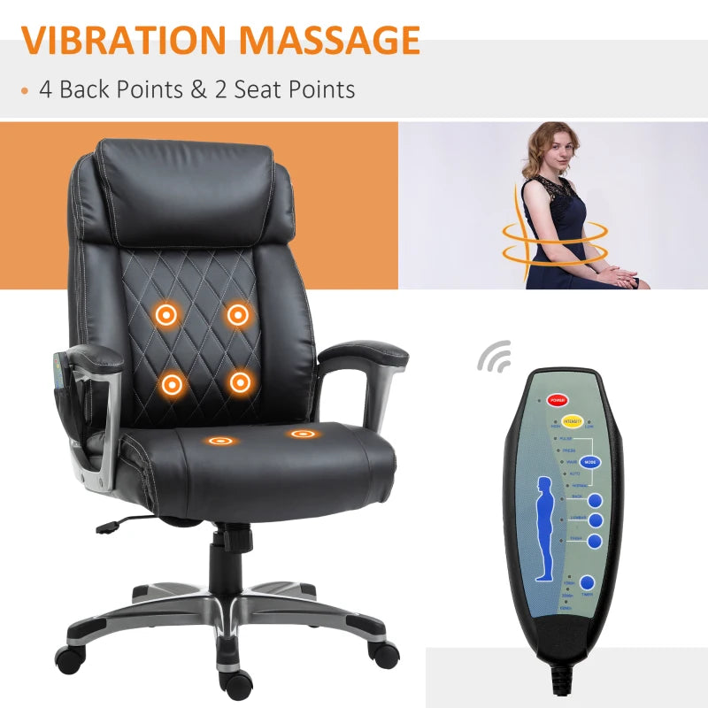 Black High Back Massage Office Chair with Vibration & Armrest