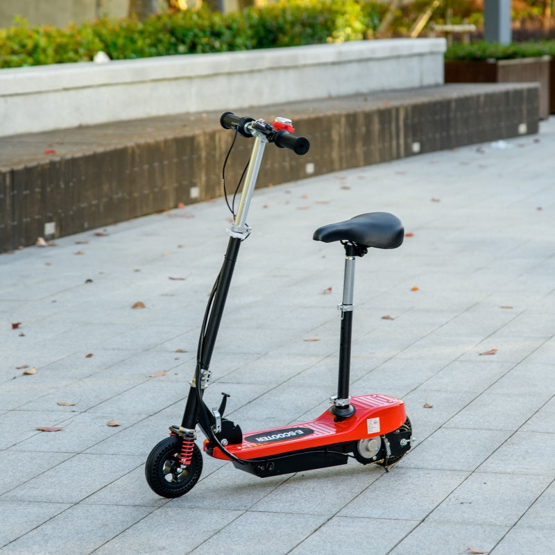 Red Folding Electric Scooter with Warning Bell, 15km/h Speed, Ages 4-14