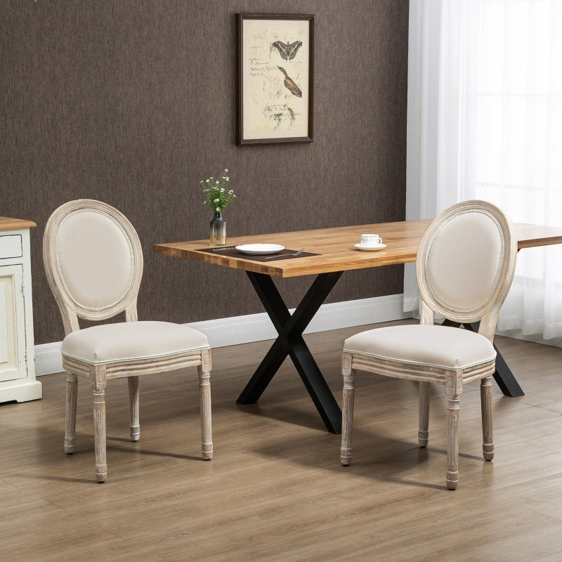 French-Inspired Wooden Dining Chairs - Cream (Set of 2)