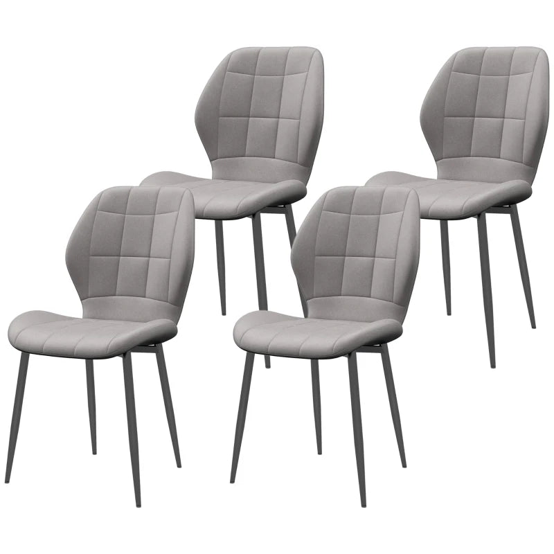 Set of 4 Light Blue Flannel Tub Dining Chairs